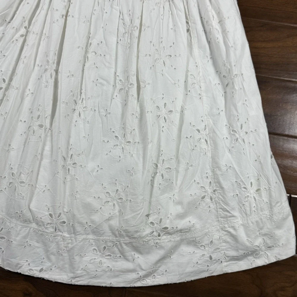 Free People Women's Size Medium White Sleeveless Primavera‎ Eyelet Midi Dress